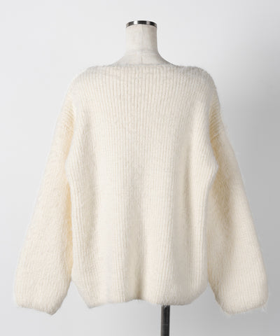 クロスストラップカットアウトルーズシャギーニット