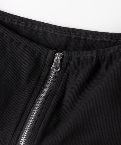 ジップアップオフショルサイドラインTシャツ / zipup off shoulder sideline T-shirt