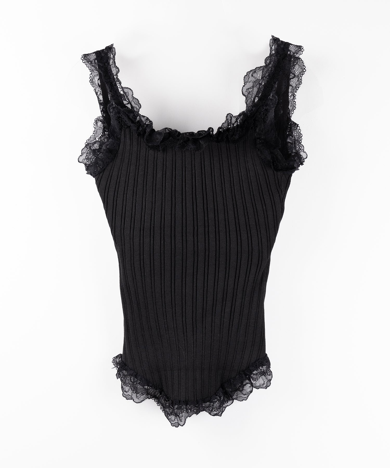 【 2color 】レースフリルドッキングリブニットキャミタンク / lace frill docking lib knit cami tank