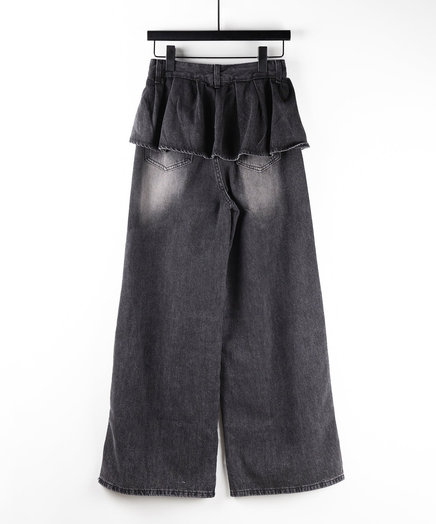 【 2color / 4size 】フリルドッキングレイヤードヴィンテージワイドデニム / frll docking layered vintage wide denim