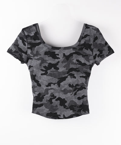 ヴィンテージカモフラスクエアネックショートTシャツ / vintage camouflage square neck short T-shirt