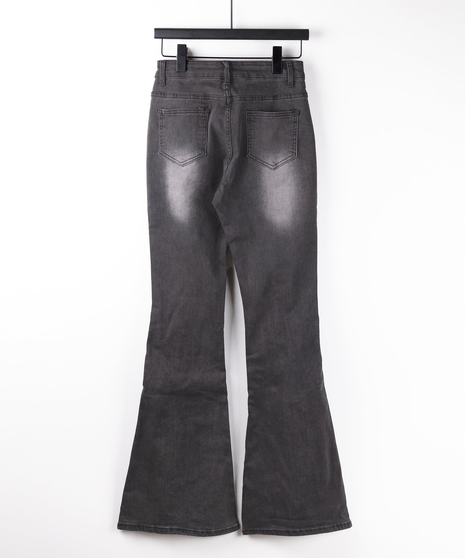 【 2color / 4size 】ストラップリボンヴィンテージストレッチフレアデニム / strap ribbon vintage stretch flare denim