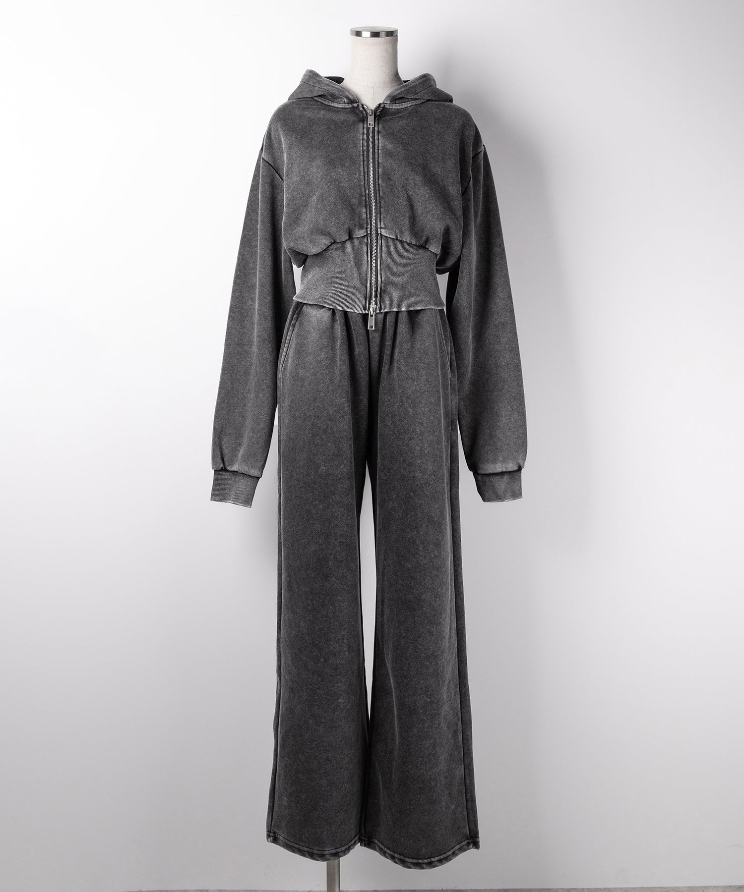 【 セットアップ 】ピグメントヴィンテージショートパーカー + ワイドパンツ SET / pigment vintage short hoodie + wide pants SET