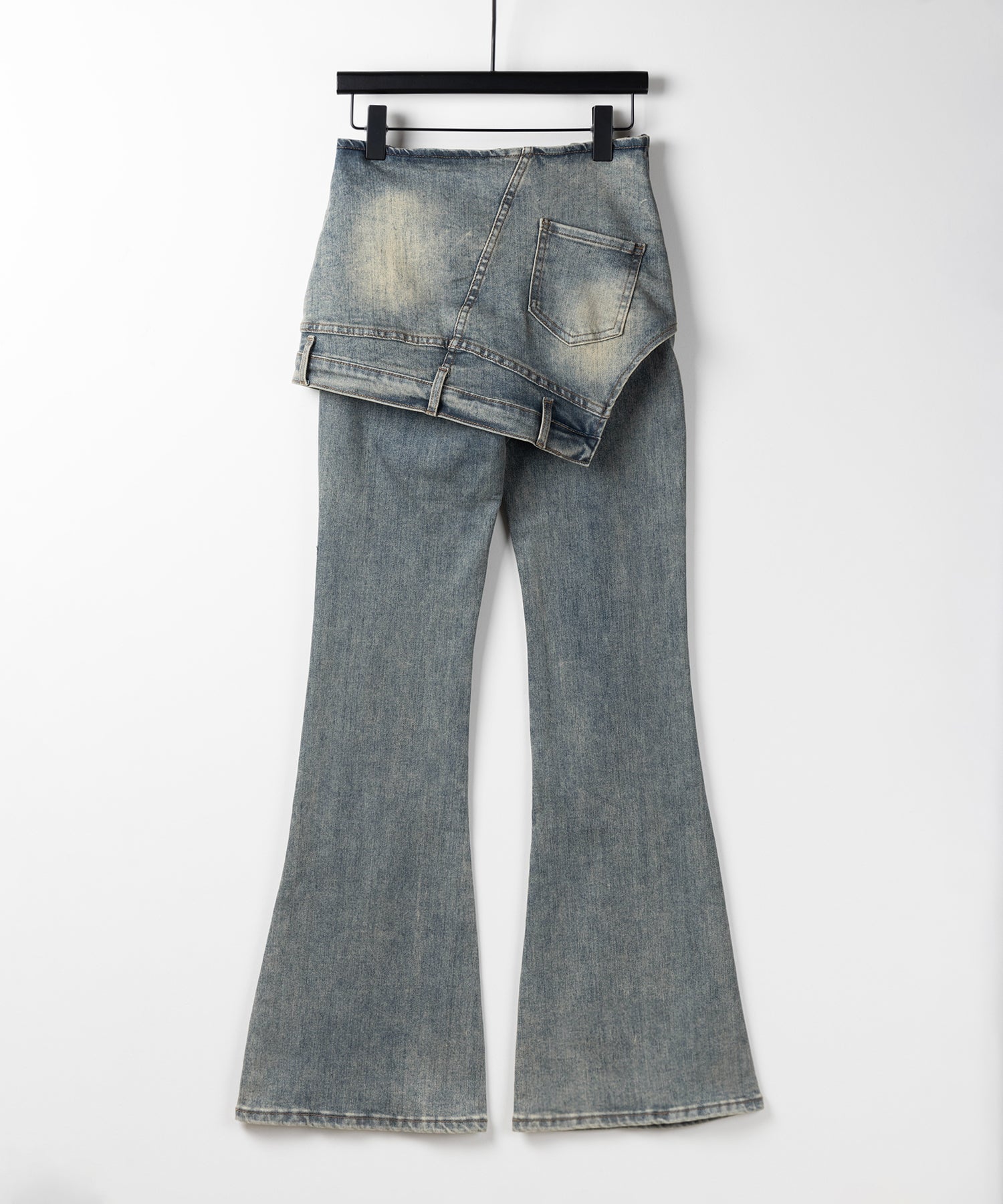 【 2color / 4size 】レイヤードウエストヴィンテージフレアデニム /layered waist vintage flare denim