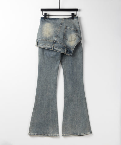 レイヤードウエストヴィンテージフレアデニム /layered waist vintage flare denim