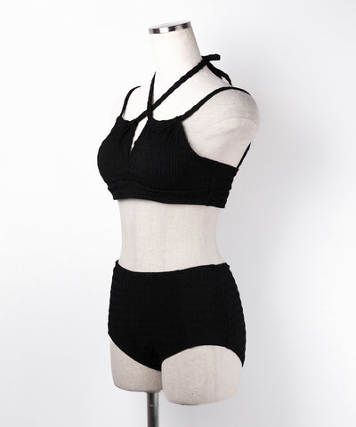 【 レディース水着/2点セット 】2WAY フロントリボンクロスネックセパレートビキニ / 2WAY front ribbon cross neck separate bikini