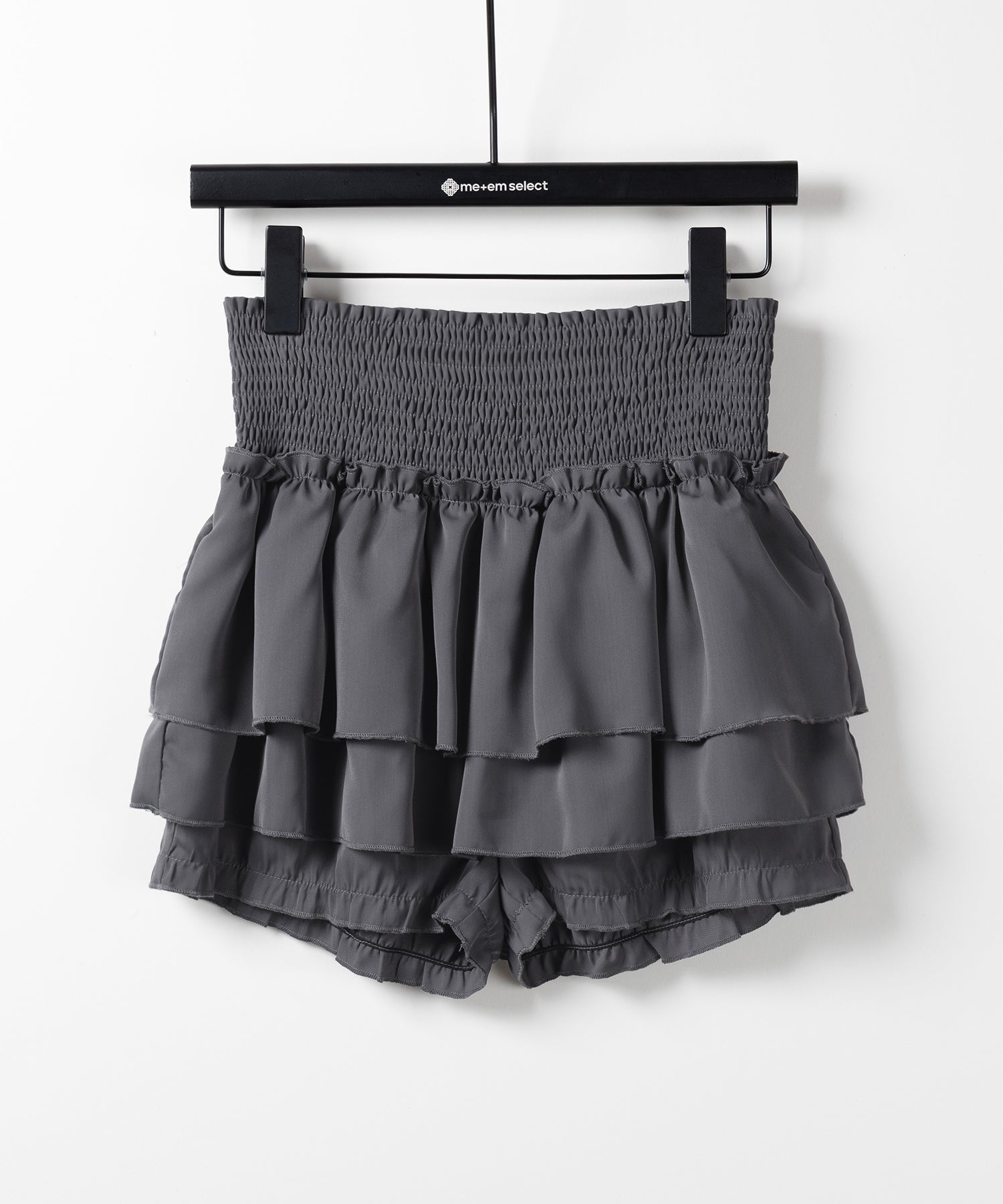 【 3color / 3size 】2段フリルシャーリングミニスカパン / double frill shirring mini skirt pants