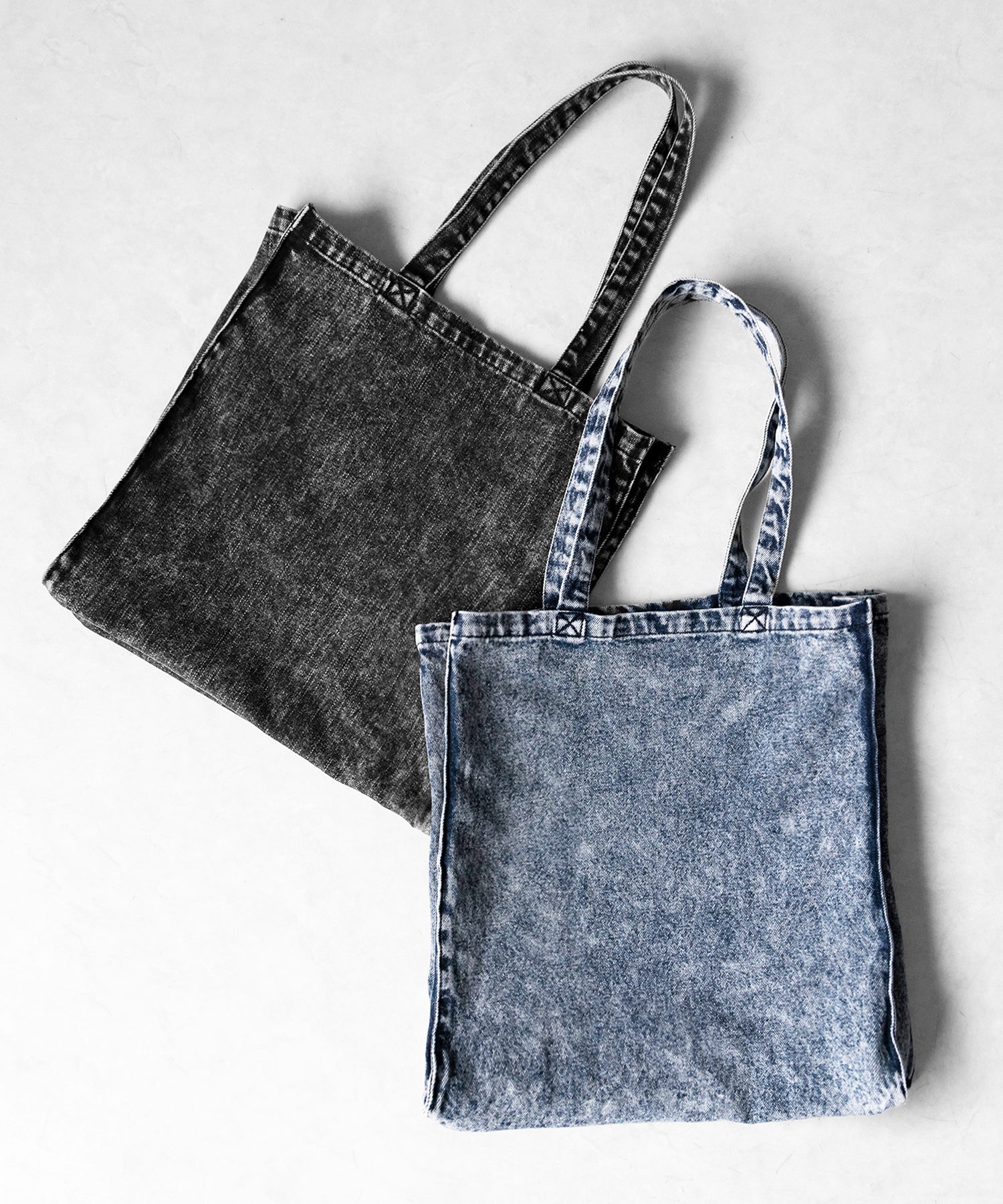 【 2color 】ヴィンテージケミカルブリーチビッグスクエアデニムトートバッグ / vintage chemical bleach big square denim tote bag