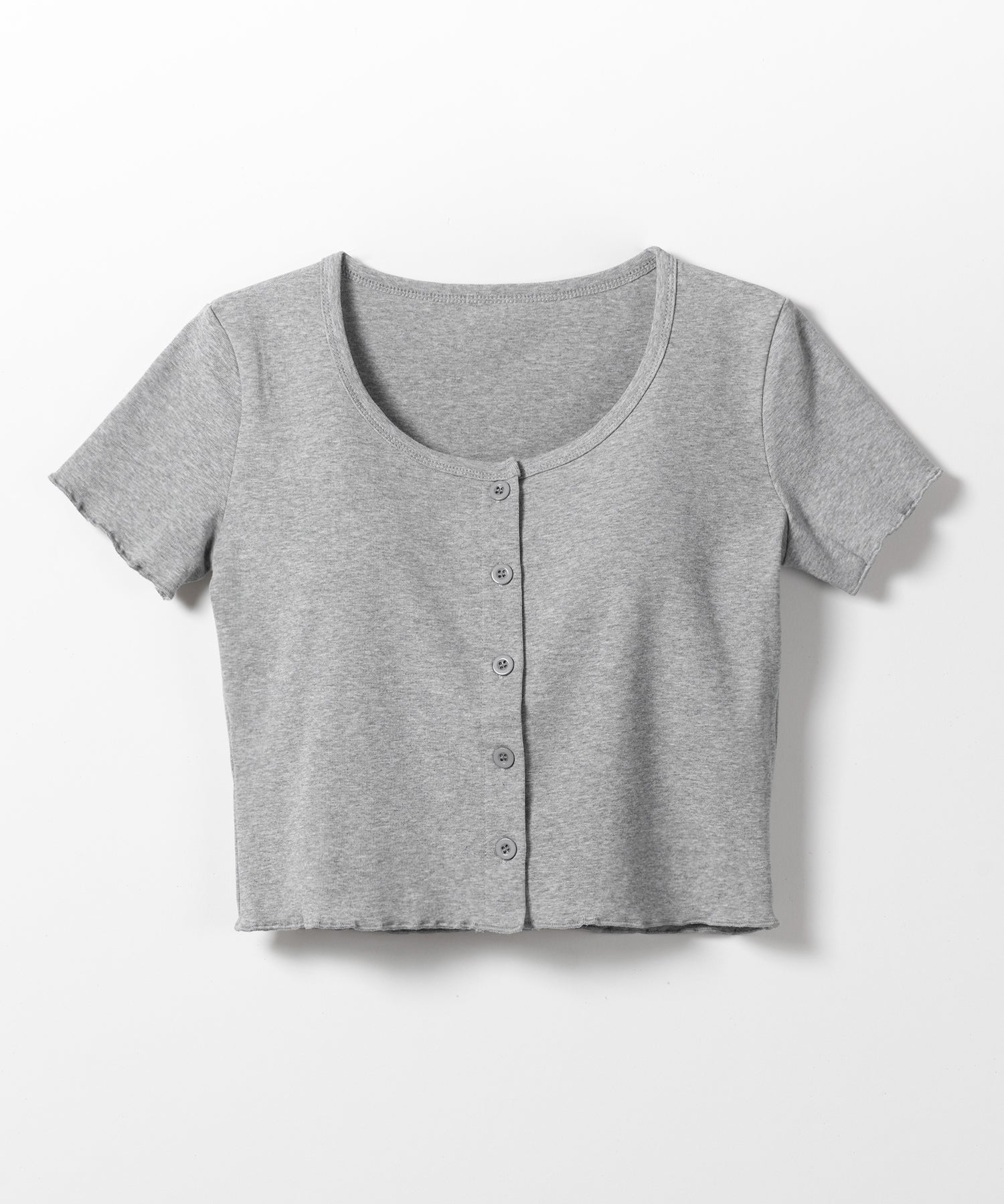 【 3color 】フロントボタン半袖メローショートTシャツ / front button mellow short Tee