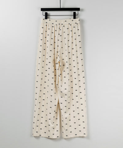 リボンプリントワイドイージーパンツ / ribbon print wide easy pants