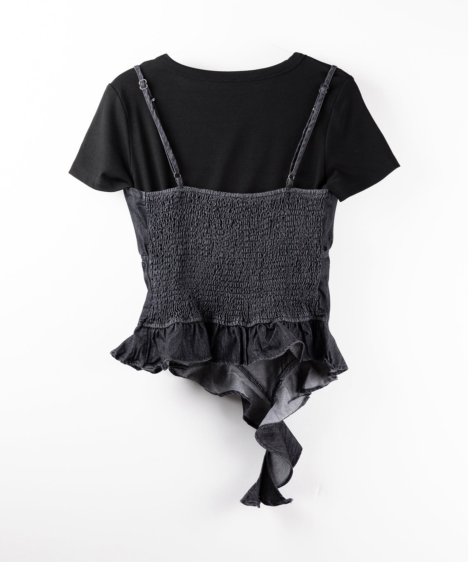 【 2点セット 】ヴィンテージデニムビスチェ & 半袖レイヤードTシャツセット / vintage denim bustier & short sleeve layered T-shirts set