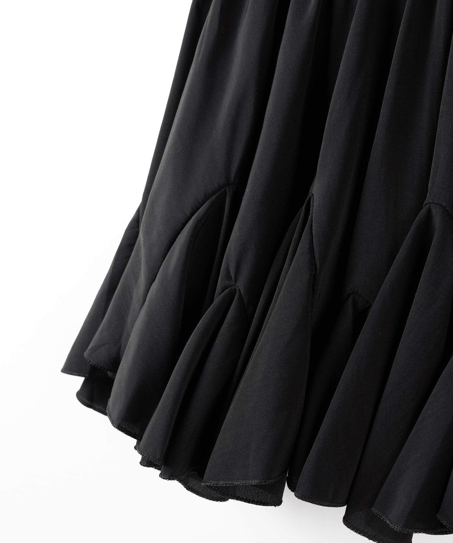 【 2color /インパン裏地付き 】ハイウエストドレープフレアミニスカート / high waist draped flare mini skirt