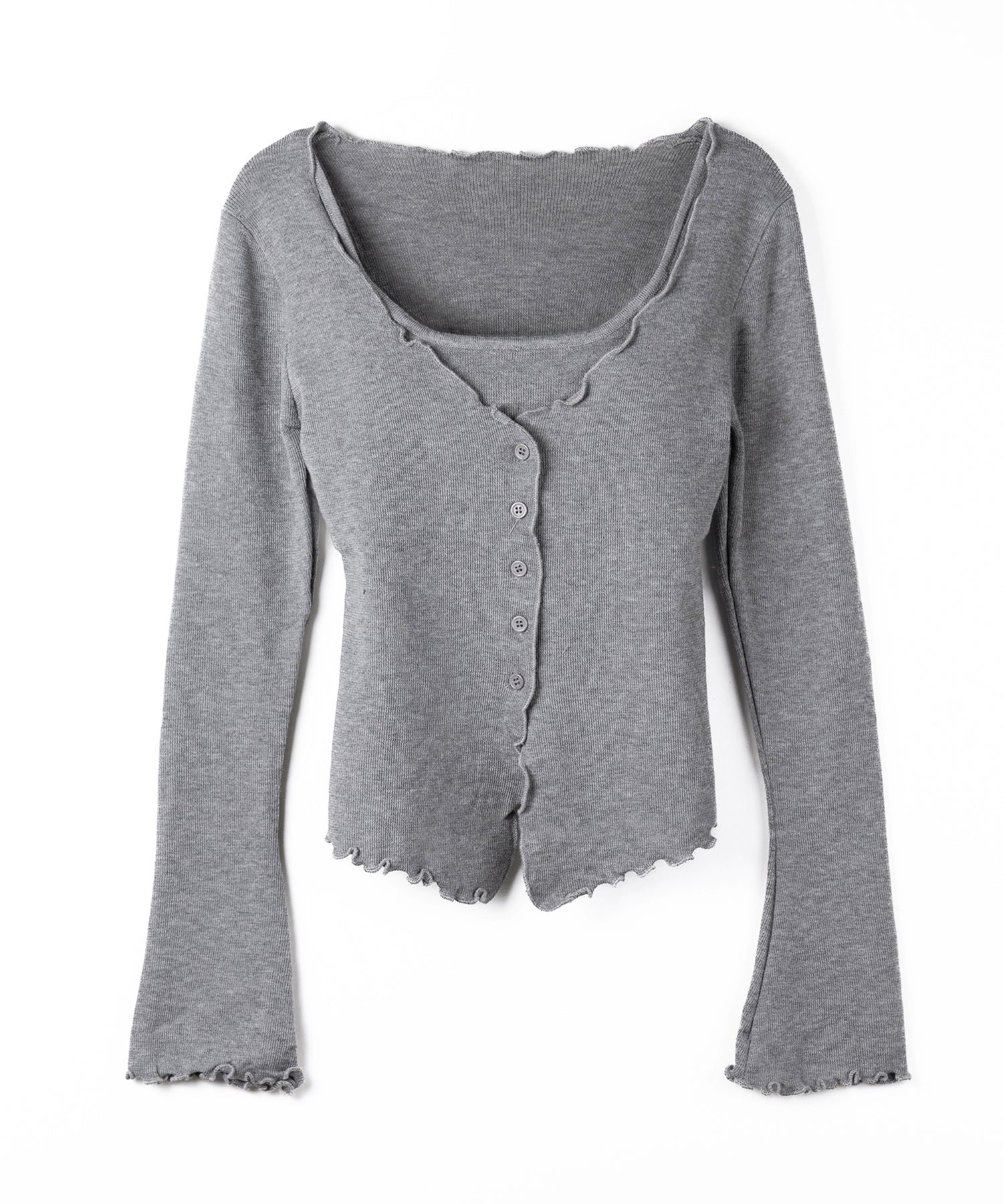 レイヤード風メロースリムニットカーディガン / layered mellow slim knit cardigan