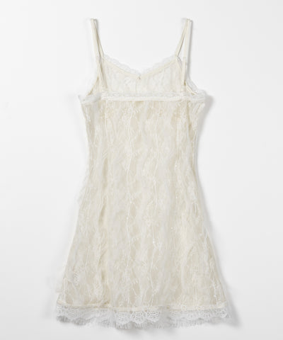チュールドッキングレースチュニックキャミソール / tulle docking lace tunic camisole