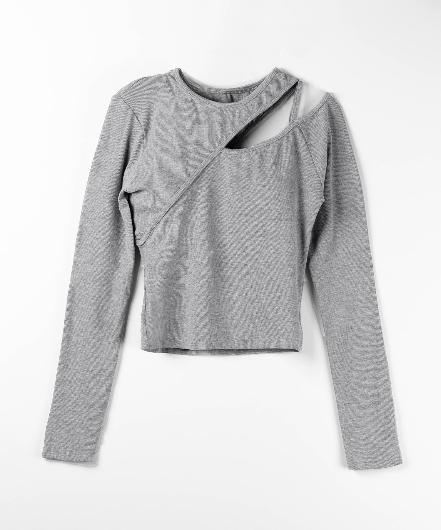 ショルダーカットアウトストラップリブトップス / shoulder cutout strap lib tops