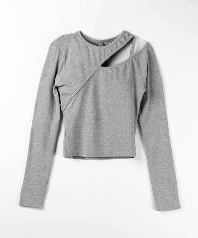 ショルダーカットアウトストラップリブトップス / shoulder cutout strap lib tops