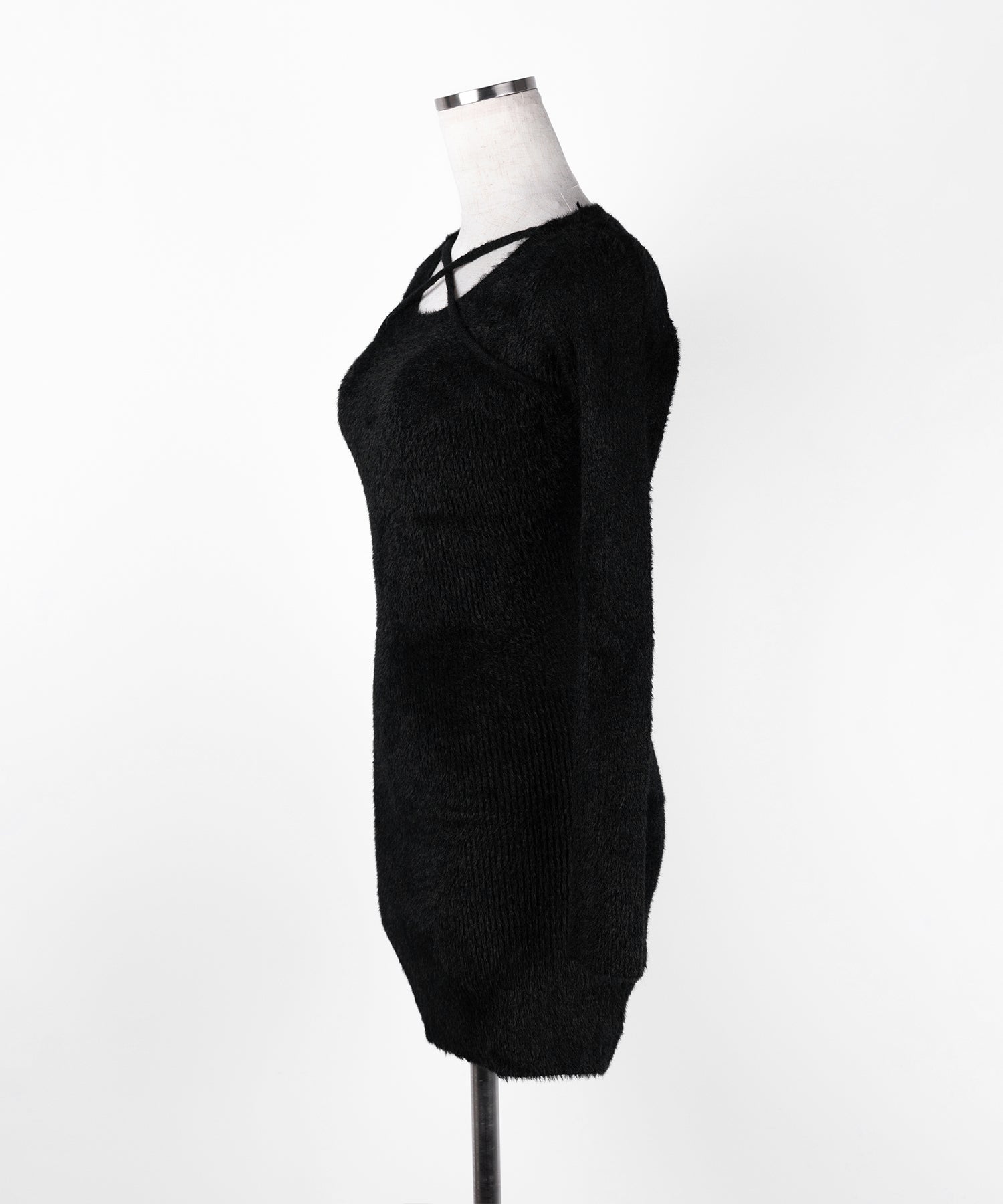 クロスストラップシャギーニットミニワンピース / cross strap shaggy knit mini onepiece