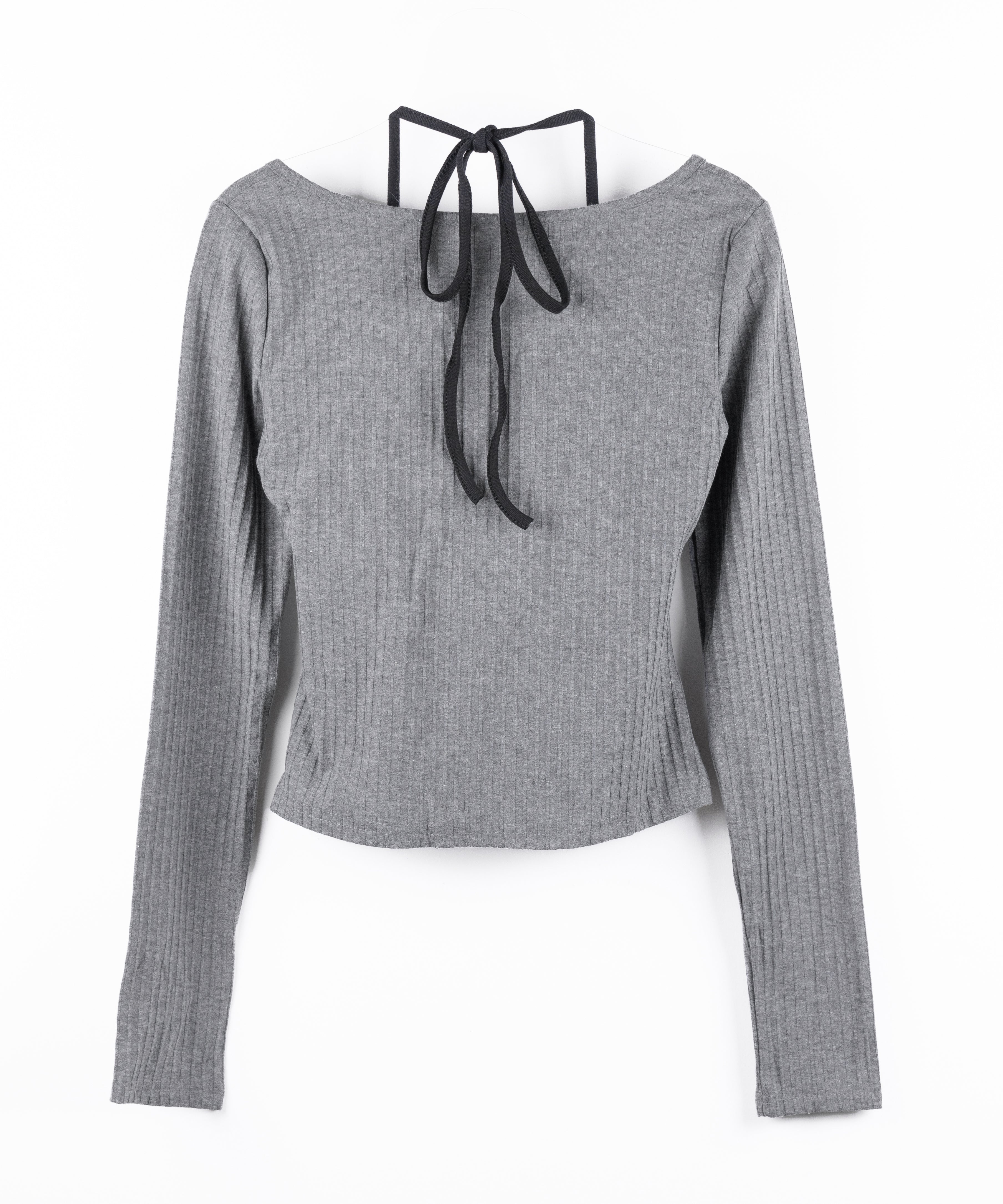 【 クロスネックにできる2WAY 】レースアップフェイクレイヤードロゴカットソートップス / laceup fake layered logo cutsew tops