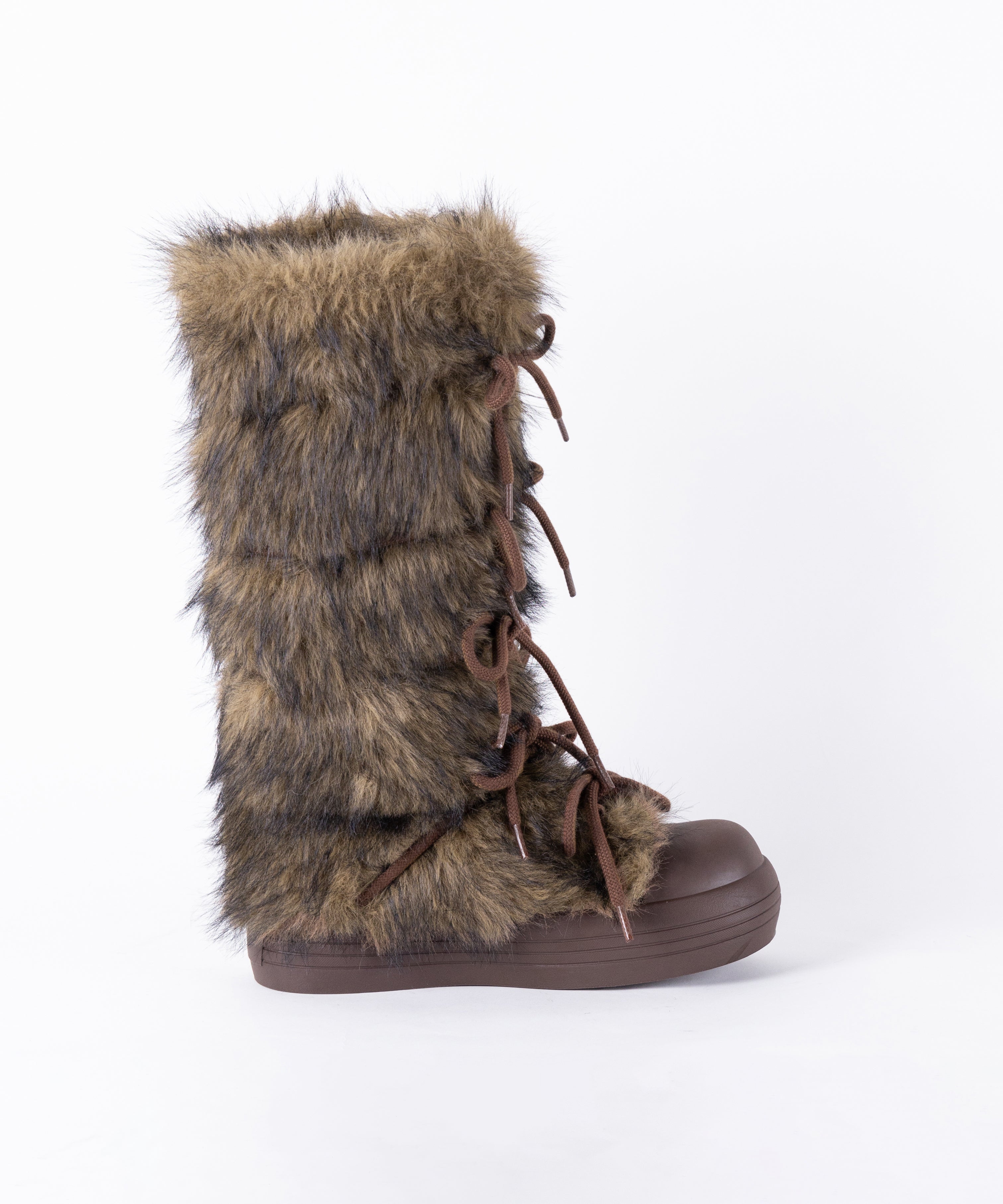 ボリュームフェイクファーレースアップロングブーツ / volume fake fur laceup long boots