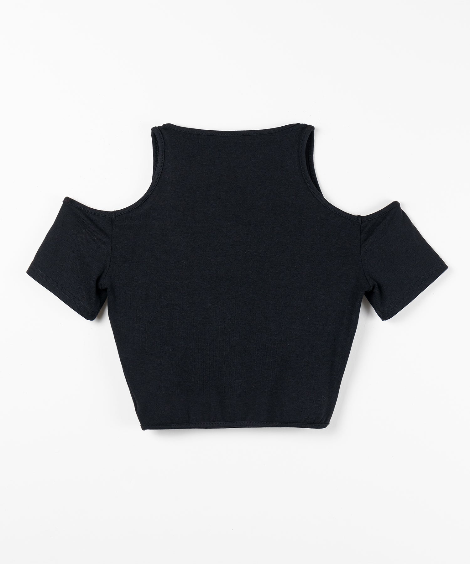 カットアウトオフショルスリムTシャツ / cutout off shoulder slim t-shirts