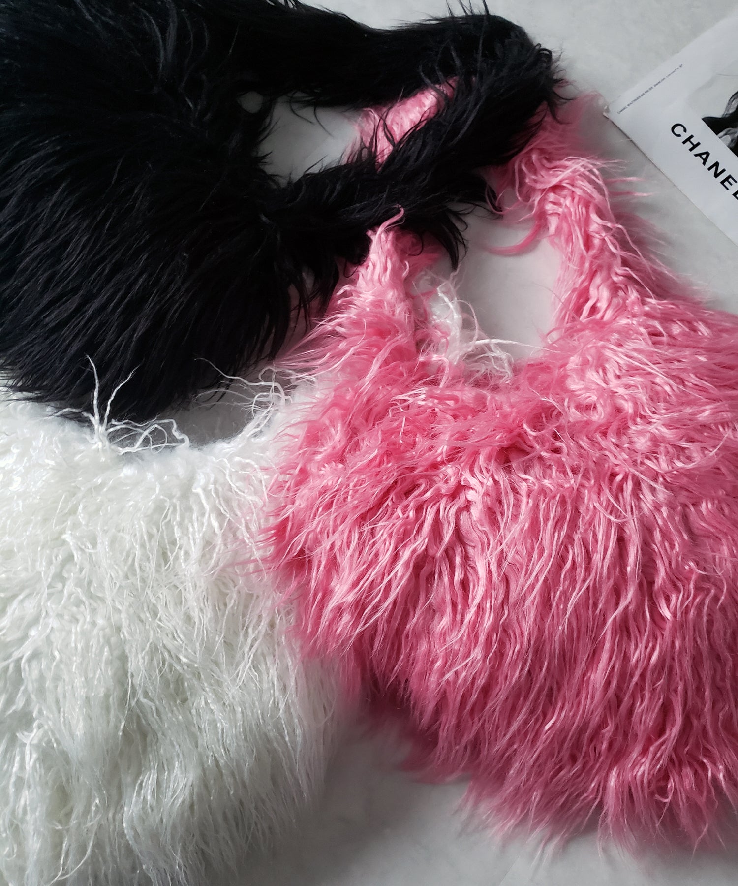 【 4color 】シャギーファーハートショルダーバッグ / shaggy fur heart shoulder bag
