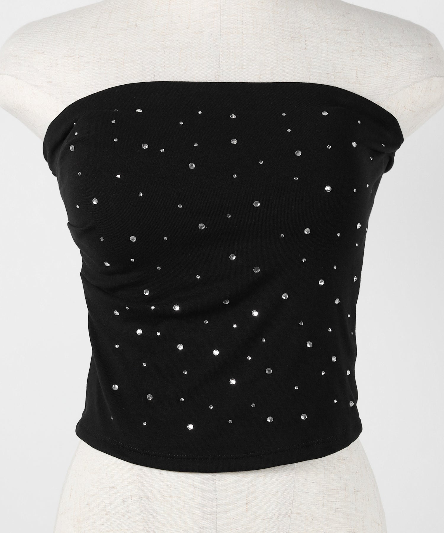 ラインストーンスリムフィットベアトップ / Rhinestone slim fit bare top