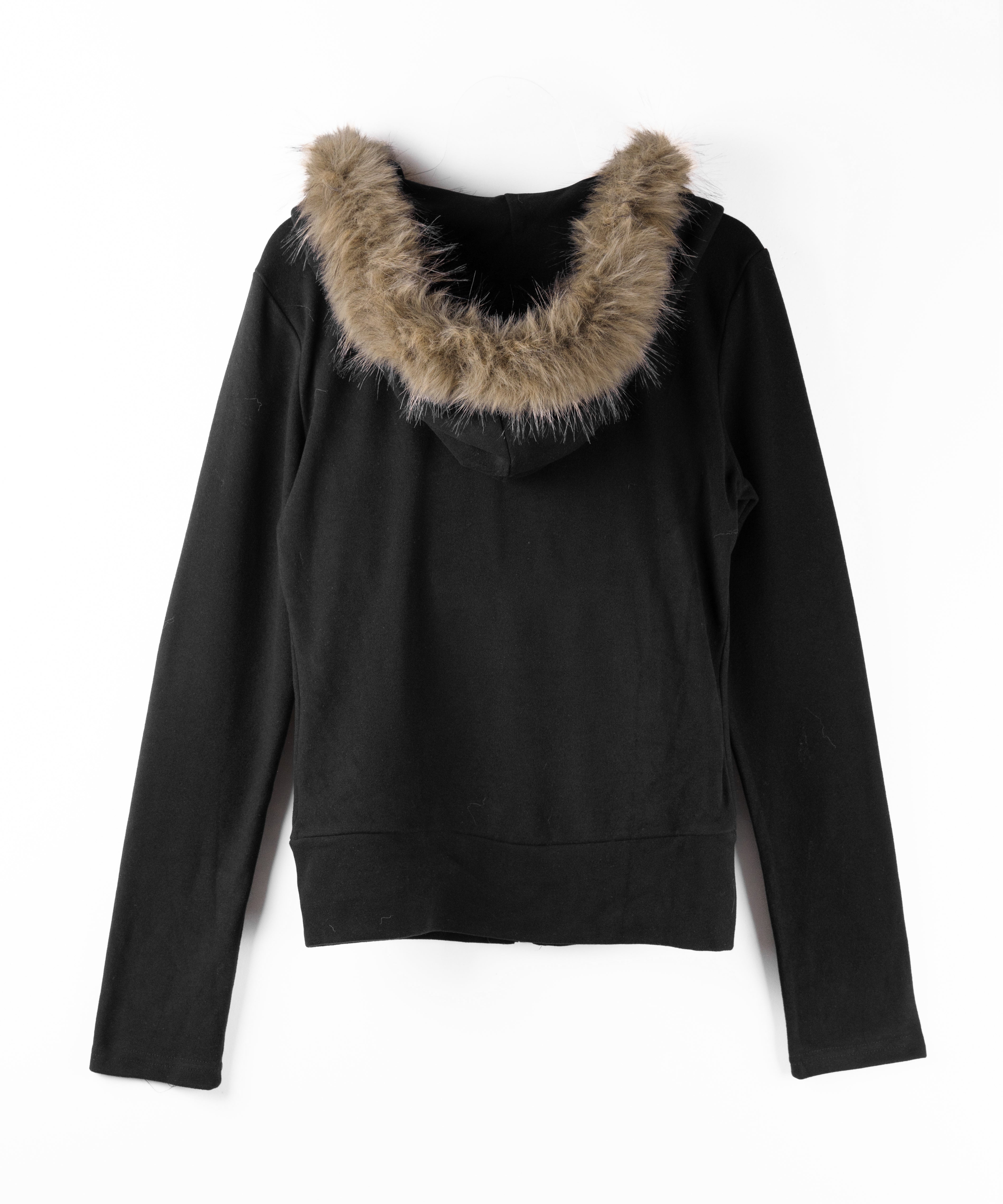 フェイクファーフーディジップアップパーカー / fake fur hooded zipup hoodie