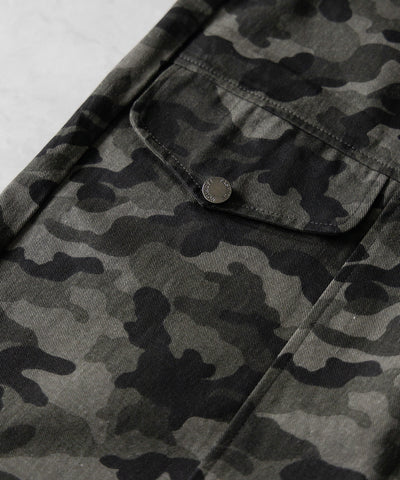 【 裾絞り可能2WAY 】カモフラミリタリーツイルワイドカーゴパンツ / camouflage military twill wide cargo pants