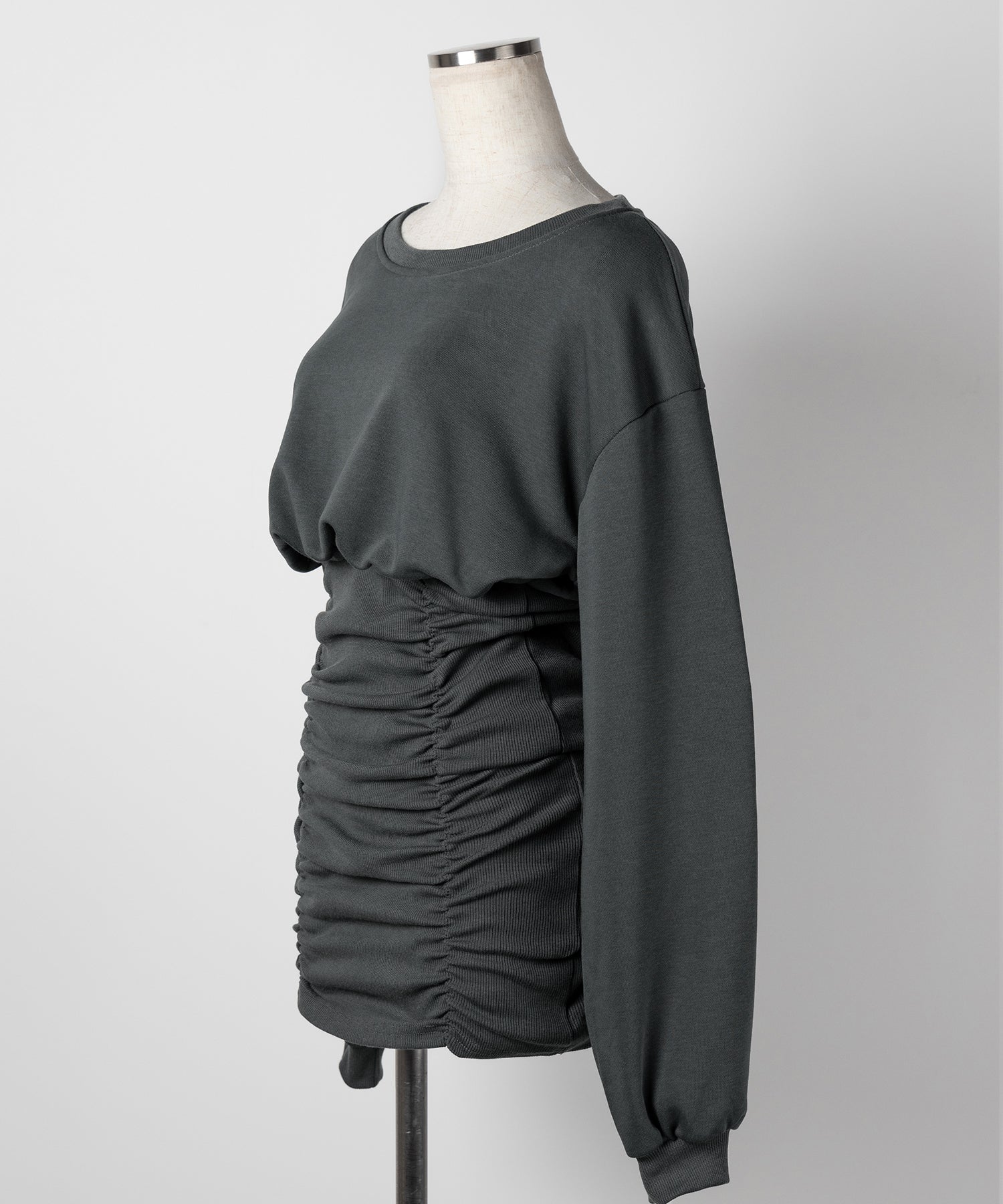 【 2color 】裏毛シャーリングスウェットミニワンピース / urake shirring sweat mini one piece