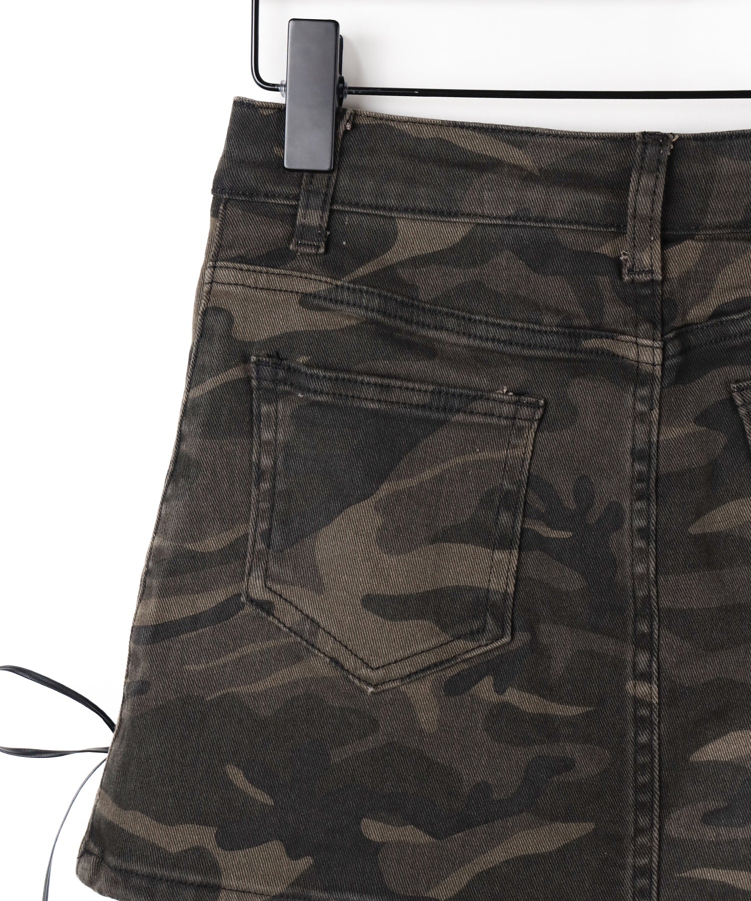 ヴィンテージカモフラレースアップデニムミニスカパン / vintage camouflage lace up denim mini skirt pants