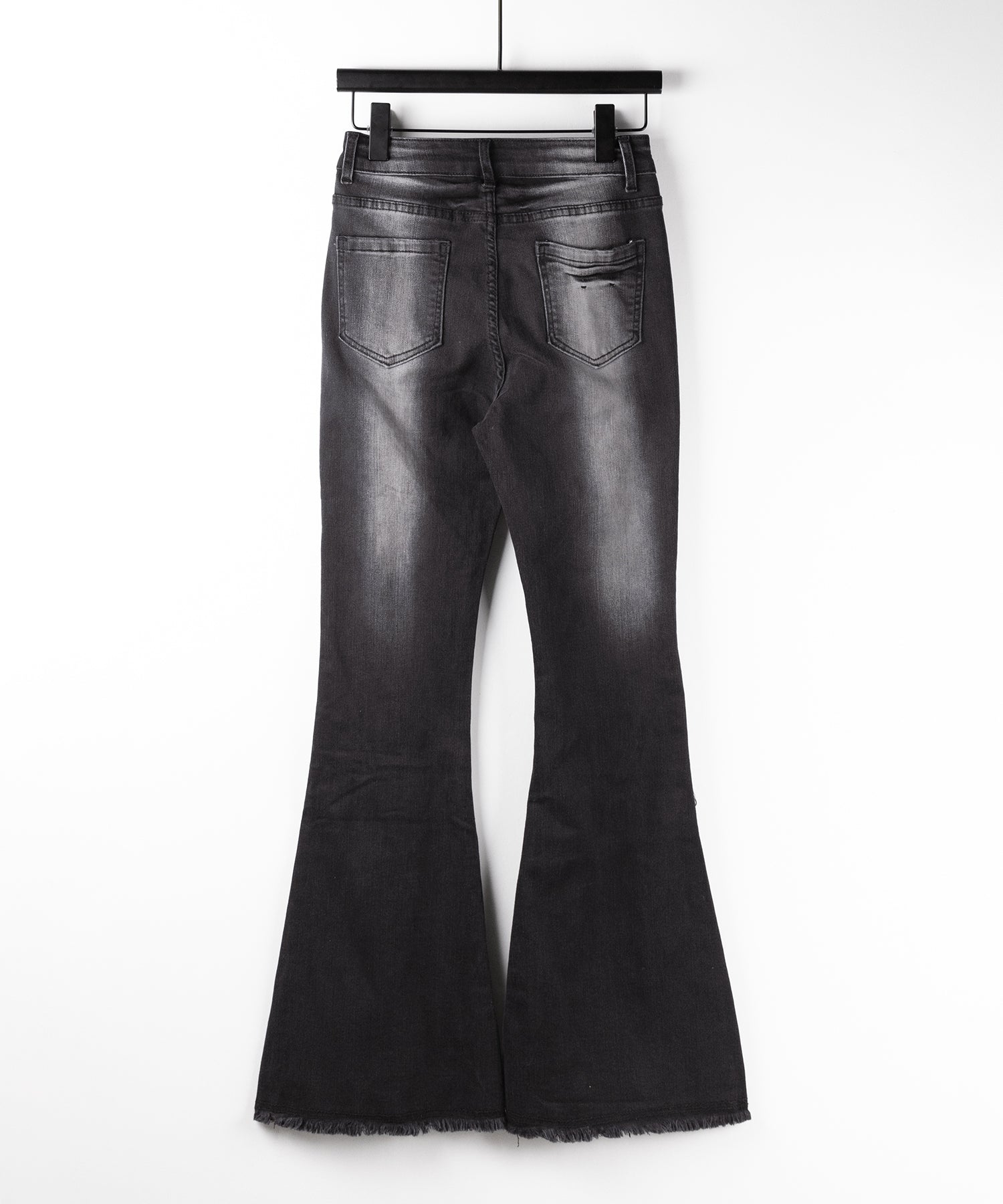 【 2color / 4size 】フリンジデザインヴィンテージライクストレッチフレアデニム / fringe design vintage-like stretch flare denim