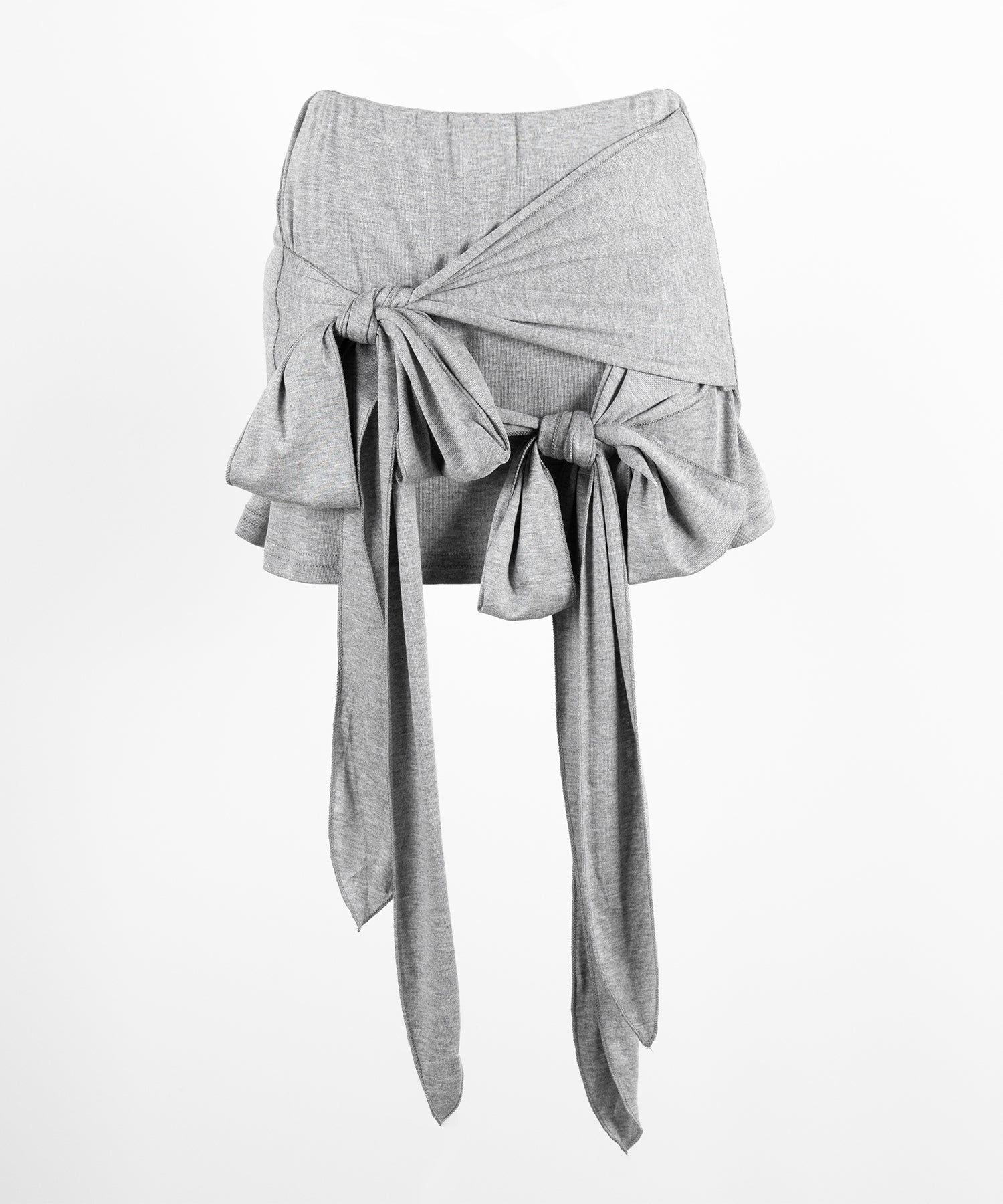 ダブルレイヤードリボンドレープミニスカパン / double layered ribbon draped mini skirt pants