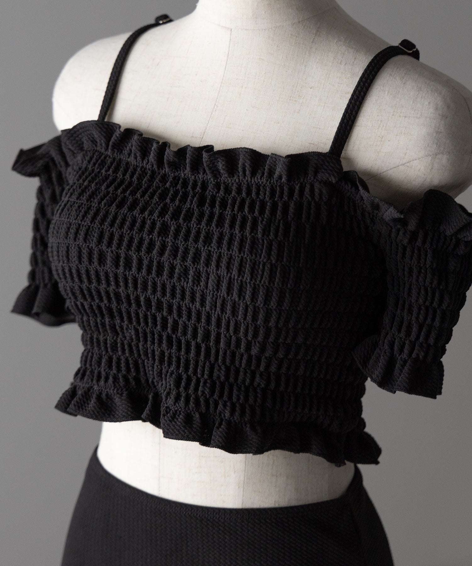 【 レディース水着/2点セット 】オフショルダーシャーリングギャザーハイウエストビキニ / off shoulder shirring gather highwaist bikini