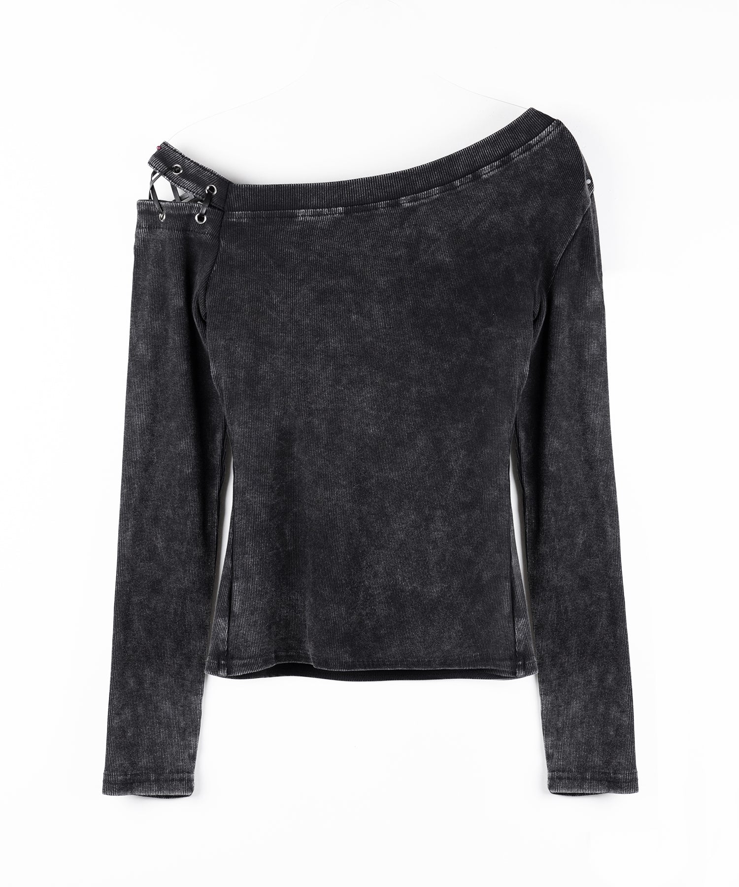 ヴィンテージカットアウトレースアップワンショルリブトップス / vintage cutout laceup one shoulder lib tops