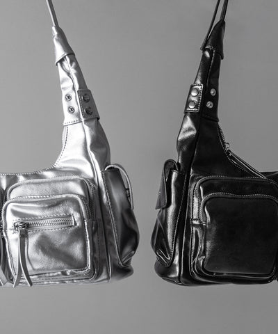 ダブルジップアウトポケットヴィンテージボストンショルダーバッグ / double zip out pocket vintage boston shoulder bag