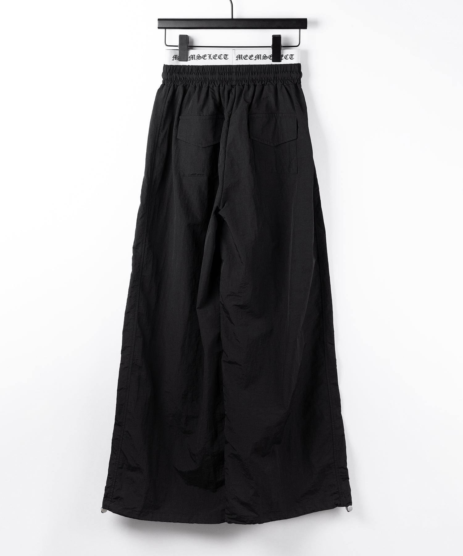 【 2color / 裾絞り可能 】ウエストロゴナイロンライクワッシャーワイドパンツ / waist logo nylon-like washer wide pants