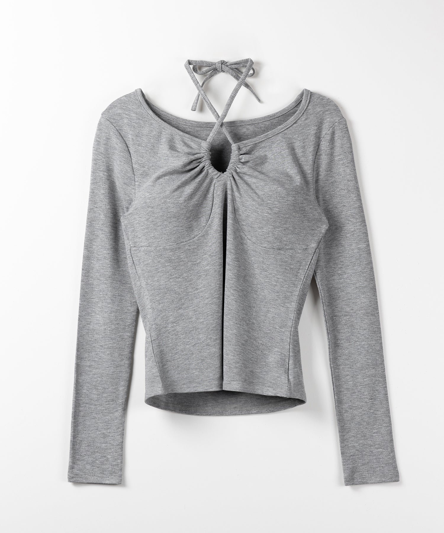 【 3WAY 】クロスストラップリボンギャザーカットソートップス / cross strap ribbon gather cutsew tops