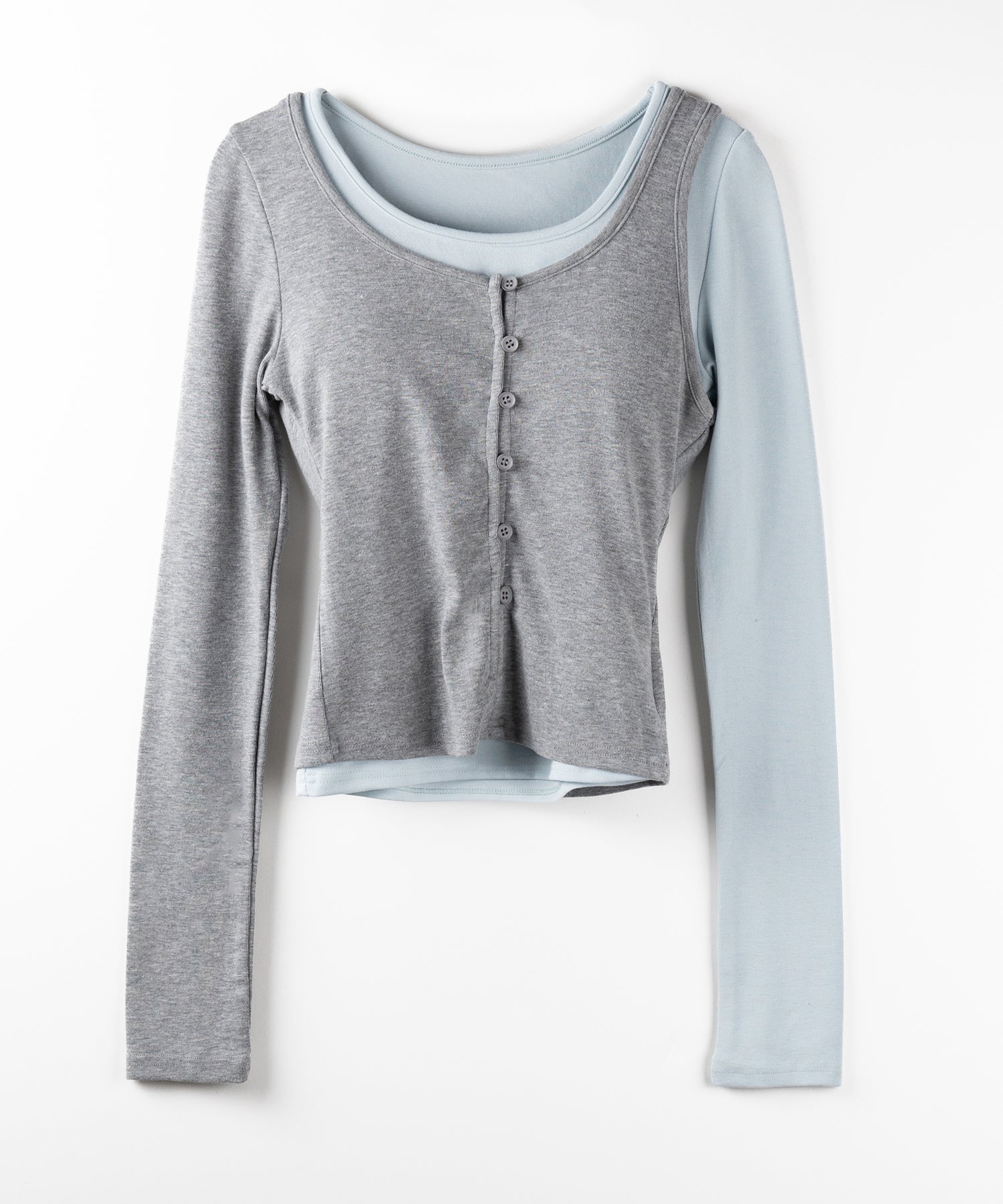 【 2color 】ブロッキングセットレイヤードトップス / blocking set layered tops