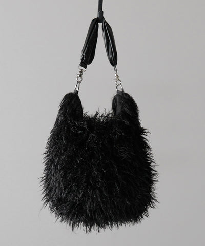 【 ショルダーストラップ付き2WAY 】バイカラーシャギーファーショルダーバッグ / bicolor shaggy fur shoulder bag