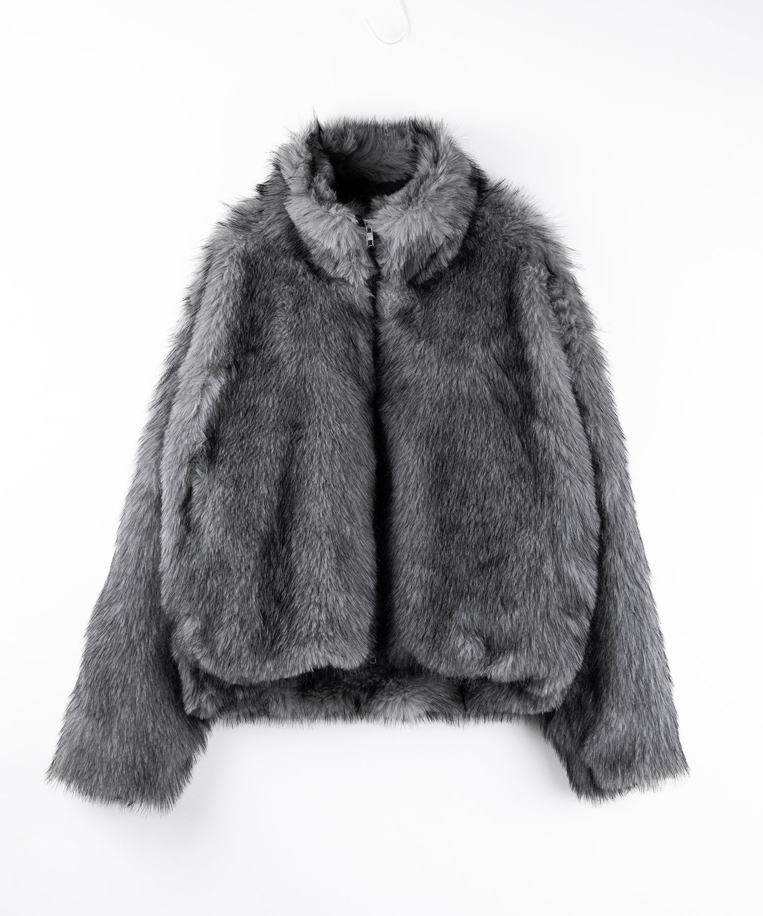 ダブルジップスタンドカラーミックスファージャケット / double zip stand collar mix fur jacket