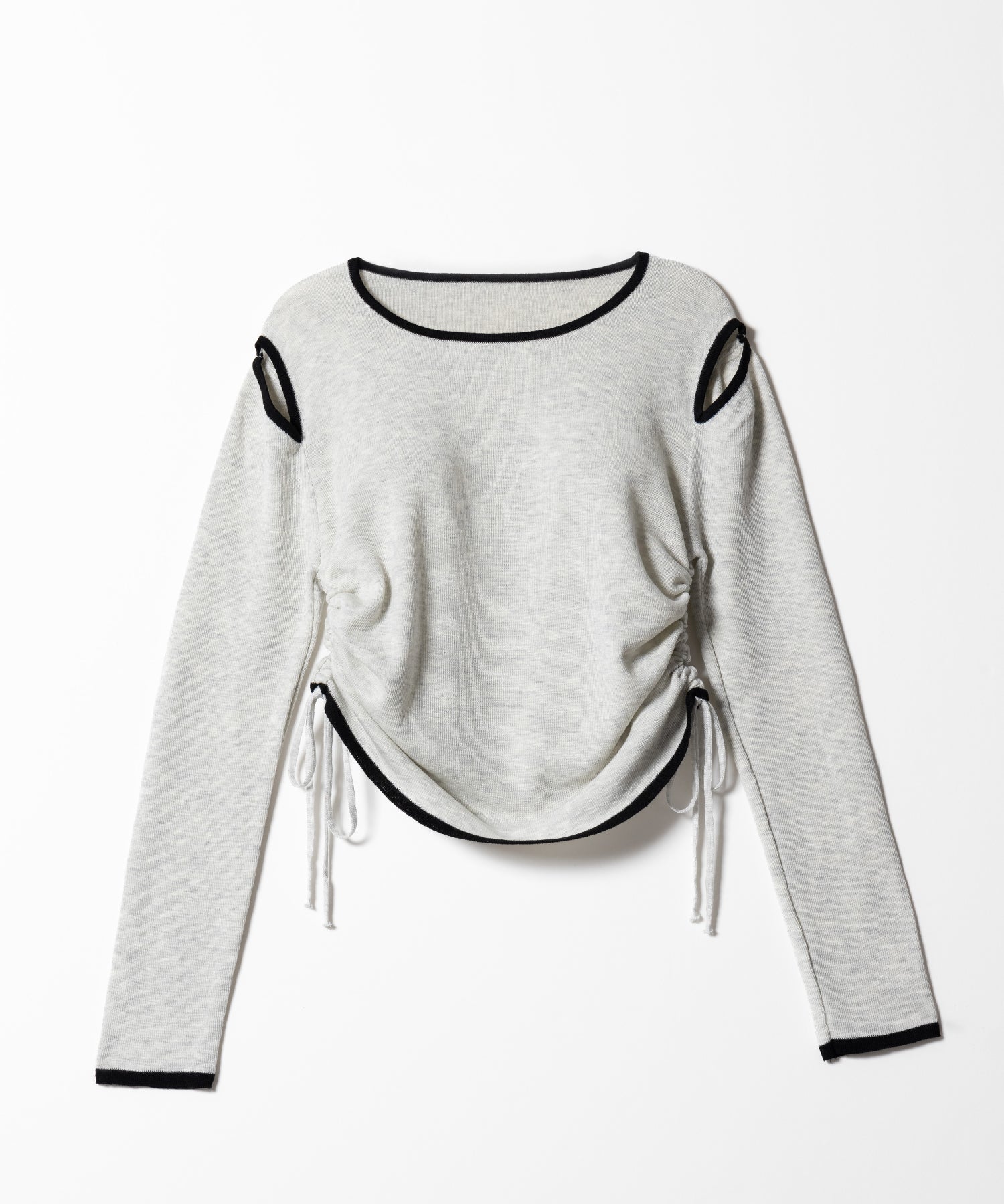 【 4color 】パイピングカットアウトサイドリボンニットトップス