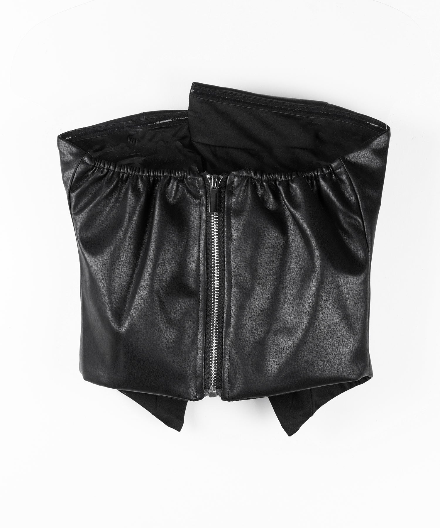 【 2color 】アシンメトリー切替フェイクレザービスチェ / asymmetry switching fake leather bustier