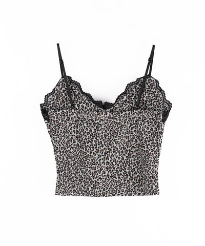 【 2点セット 】ドッキングレースレオパードキャミソール + カーディガン SET / docking lace leopard camisole + cardigan SET