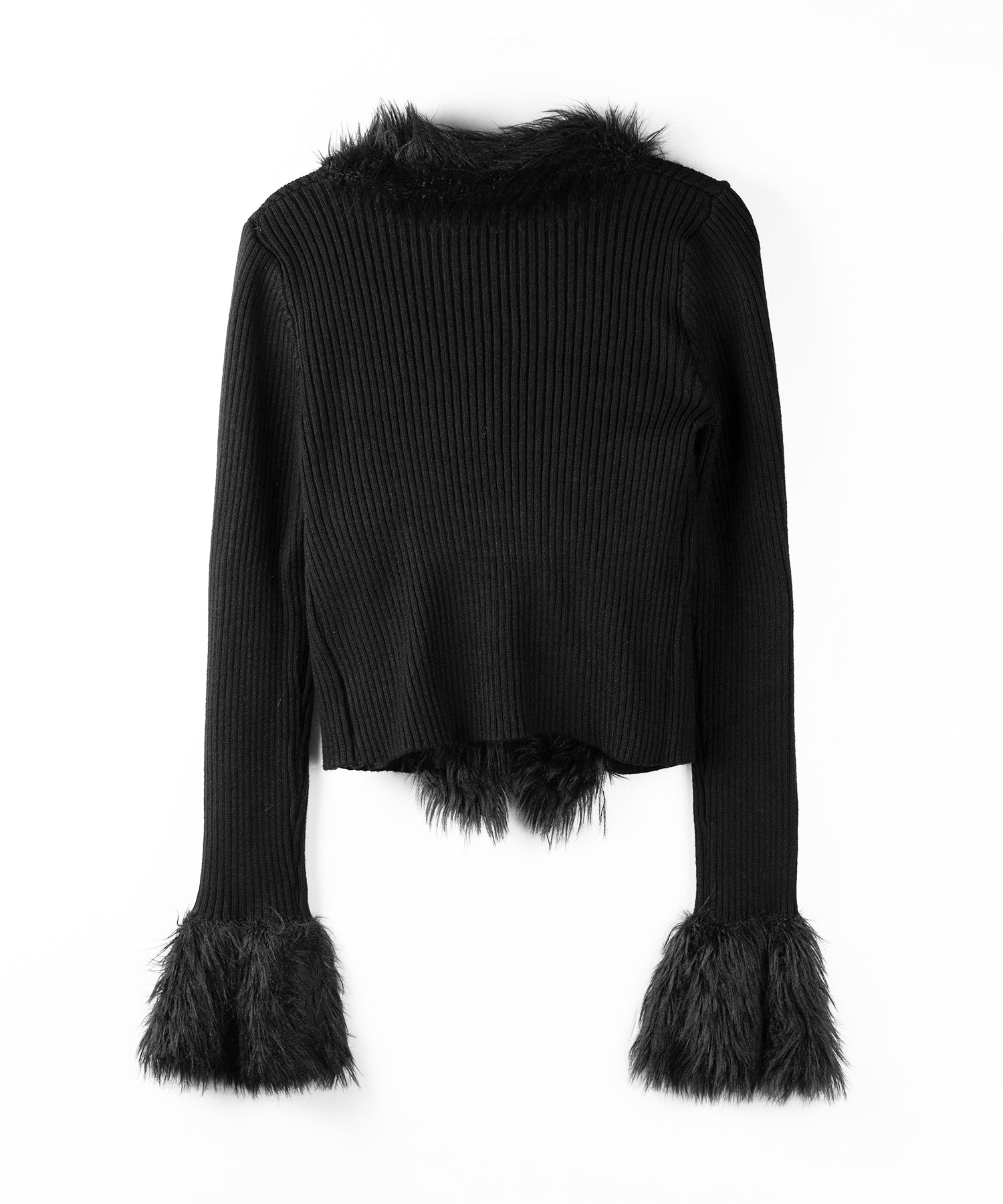 シャギーファードッキングリブニットカーディガン / shaggy fur docking rib knit cardigan