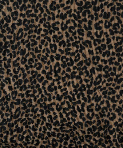 レオパードワンショルシャーリングリブカットソートップス / leopard one shoulder shirring rib cutsew tops