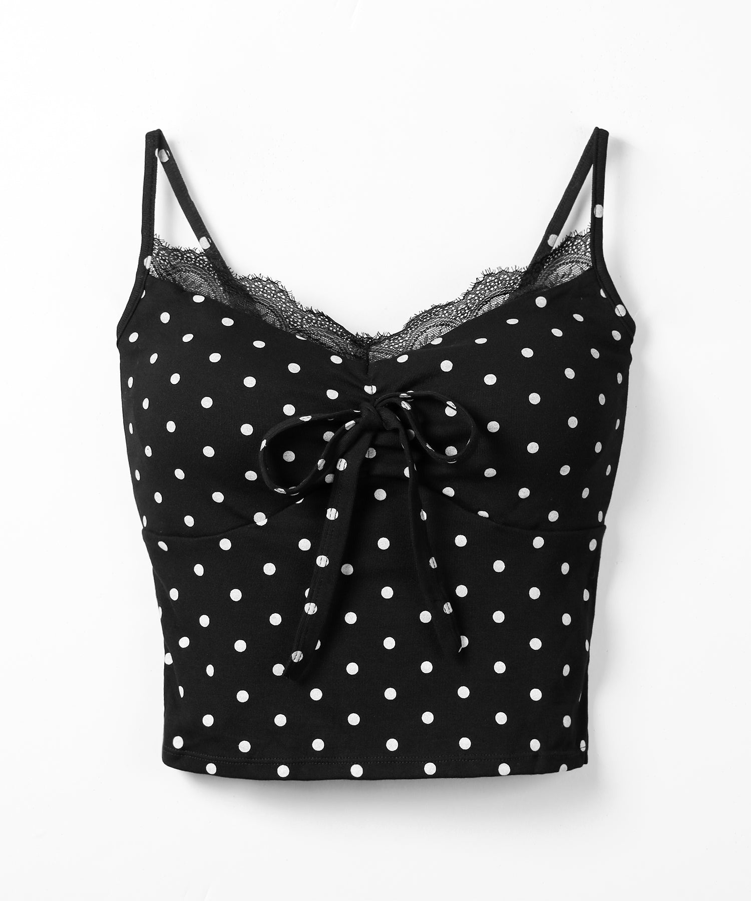 ドットレースフロントリボンキャミソール / Dot lace front ribbon camisole