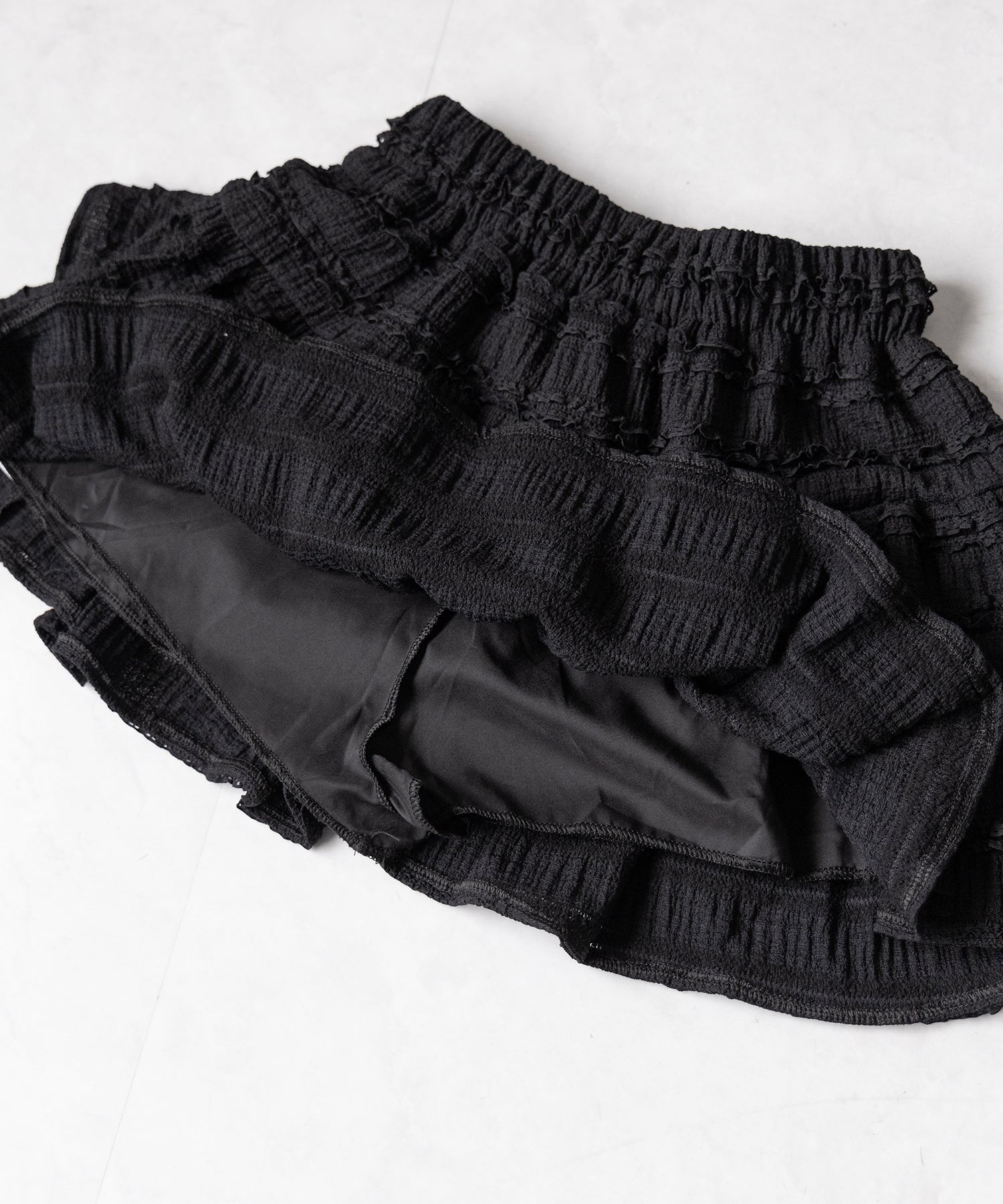 【 インパン裏地付 】ティアードフリルミニスカート / tiered frill mini skirt