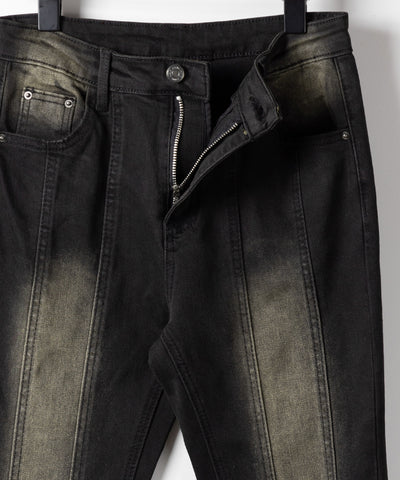 ヴィンテージライクストレッチブラックフレアデニム / vintage like stretch black flare denim