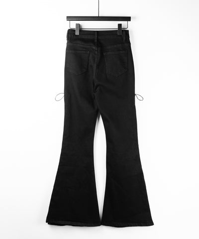 レースアップカットアウトストレッチフレアデニム / lace up cutout stretch flare denim
