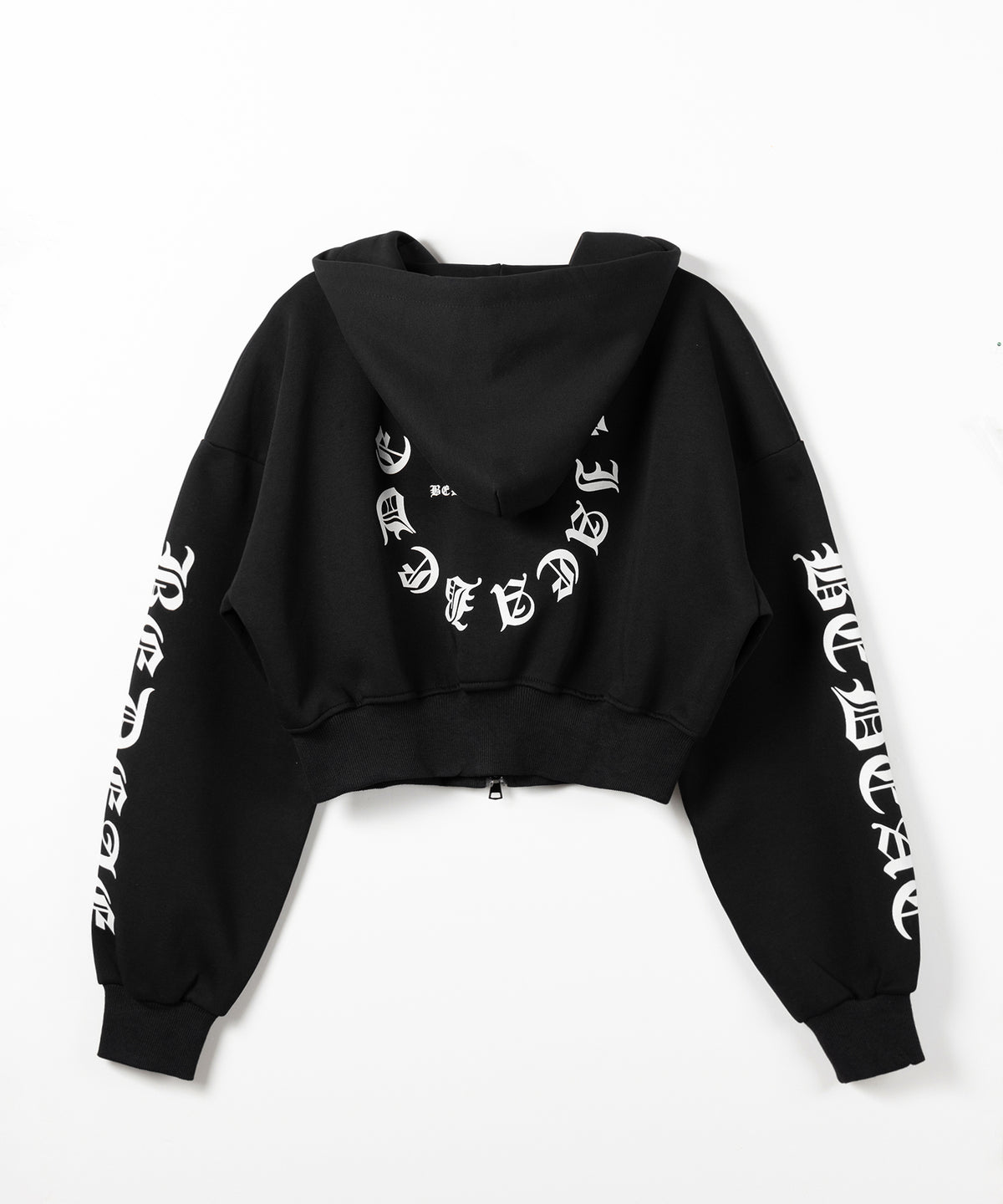 グランジロゴダブルジップショートパーカー / grunge logo double zip short hoodie